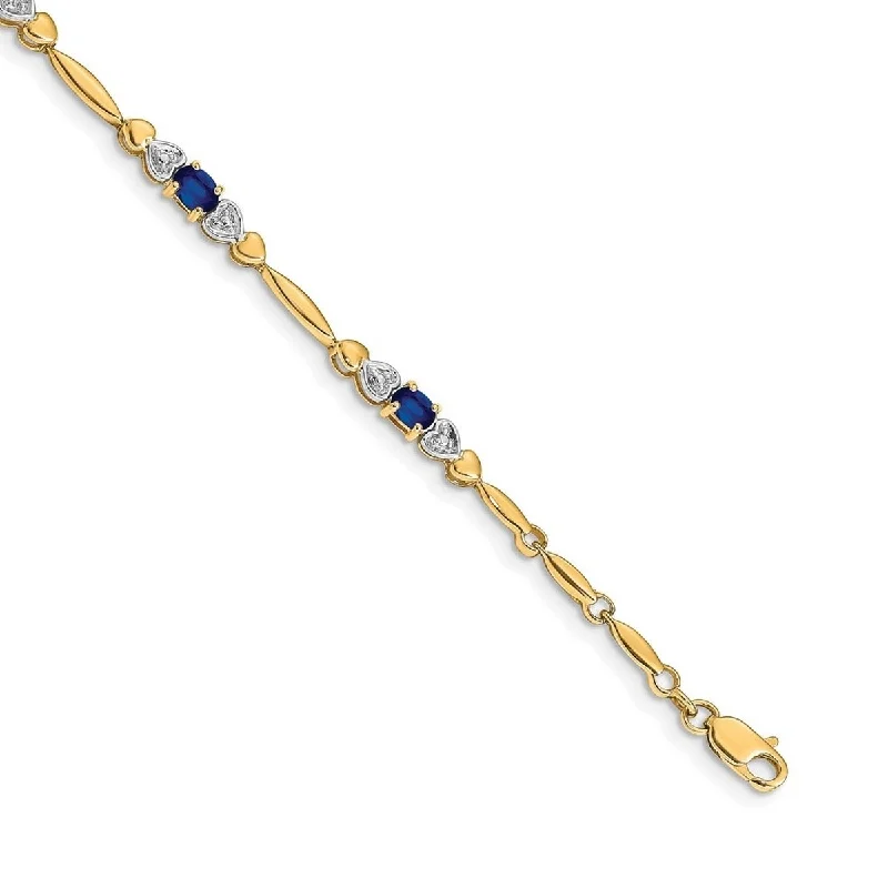 Women’s matching bracelets-Women’s matching bracelets-Curata 14k Diamond and Sapphire Bracelet