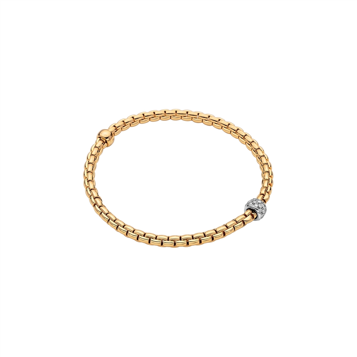 Women’s small bangles-Fope 18K Yellow Gold Eka Collection Diamond Bracelet, X-Large Size