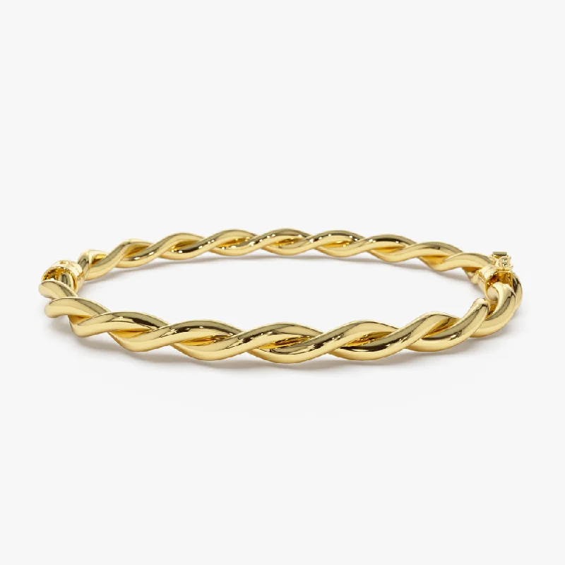 Women’s chunky gold bracelets-Women’s chunky gold bracelets-14k Double Twist Rope Stacking Bangle Bracelet