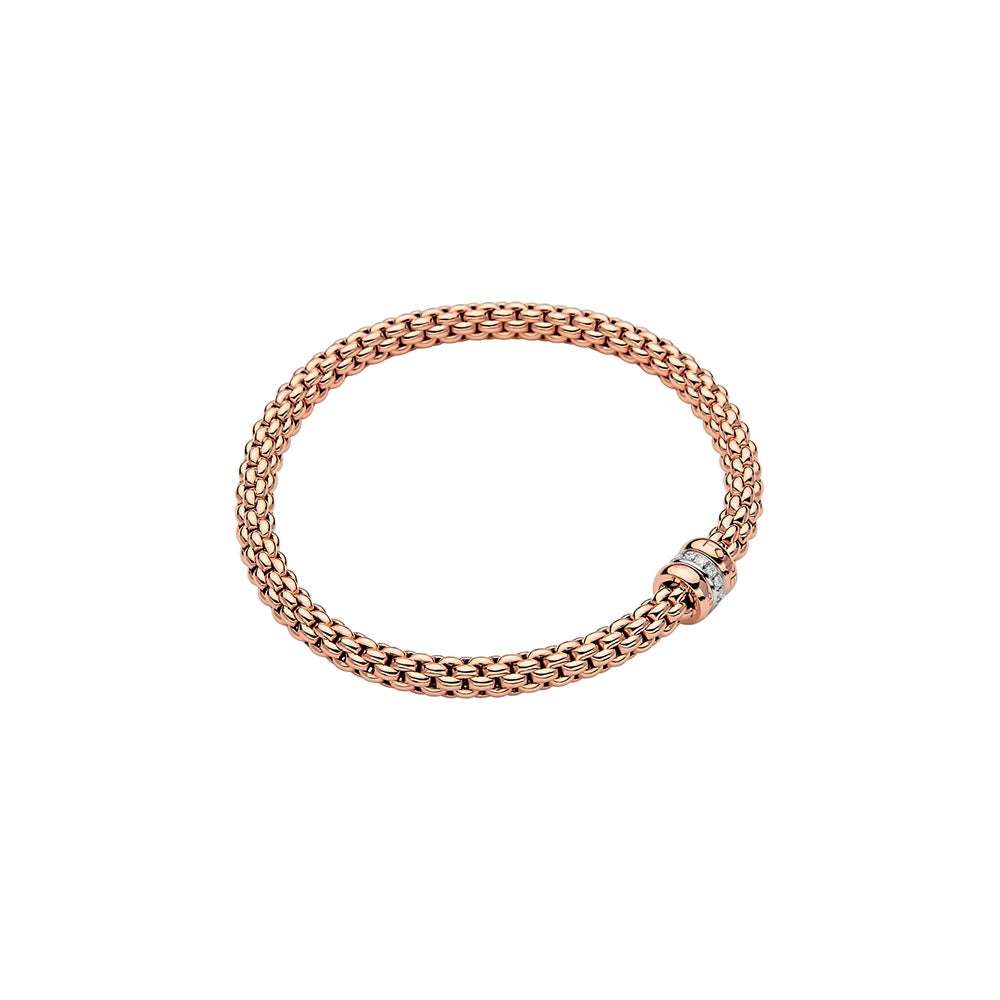 Women’s thick bracelets-FOPE 18K Rose Gold Solo Collection Flexible Diamond Bracelet, Small Size