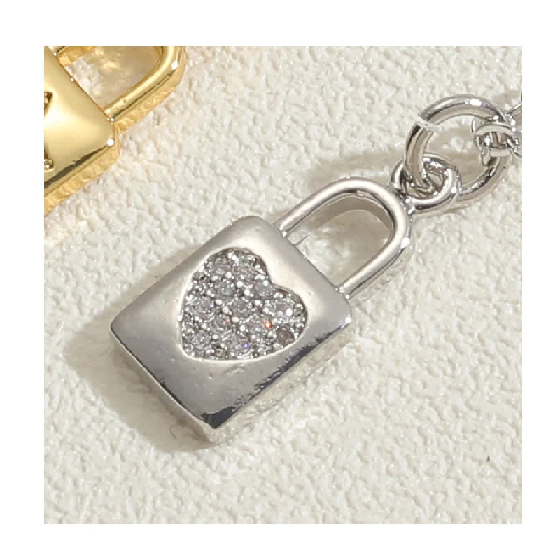 Heart-Shape Lock Necklace Real Platinum