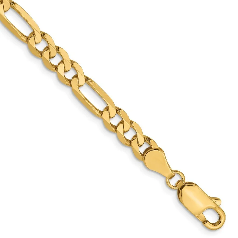 Women’s elegant cuff bracelets-14k Yellow Gold 4.75mm Flat Figaro Chain Bracelet, 7"