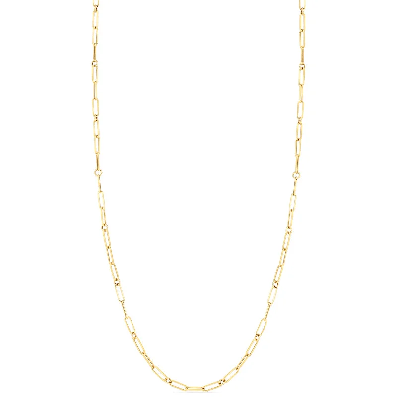 Women’s silver statement necklaces-Roberto Coin Designer Gold Paperclip & Round Link Chain Necklace