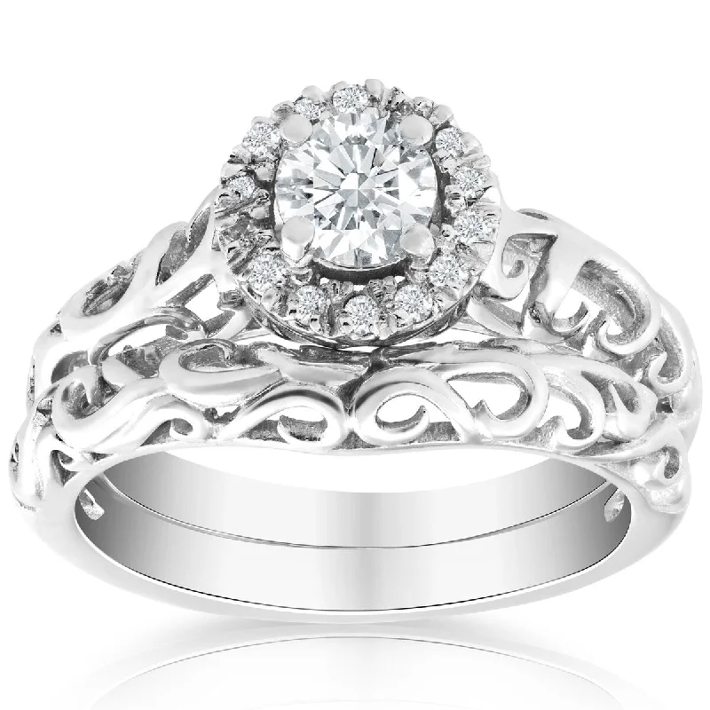 Women’s platinum engagement rings-950 Platinum Certified 5/8ct Diamond Engagement Ring Wedding Set