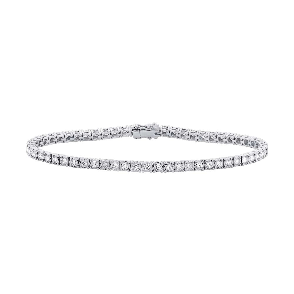 Women’s stackable cuff bracelets-14K White Gold Diamond Tennis Bracelet