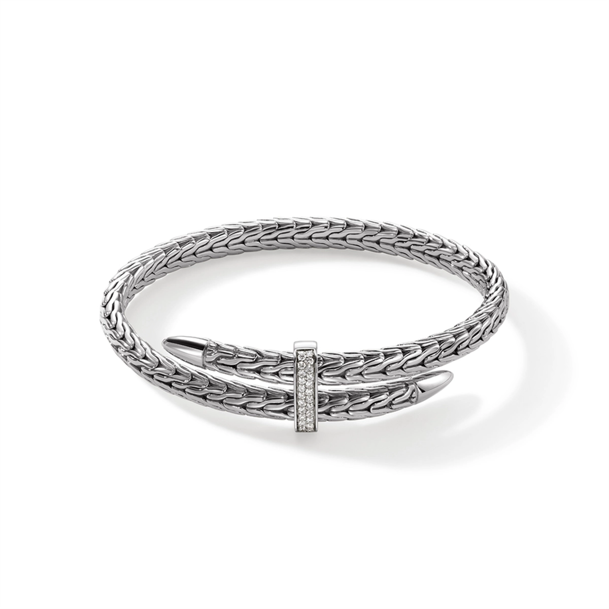 Women’s link bracelets-John Hardy Classic Chain Diamond Pave Bypass Flex Bracelet